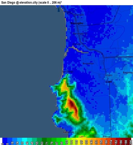 San Diego elevation map