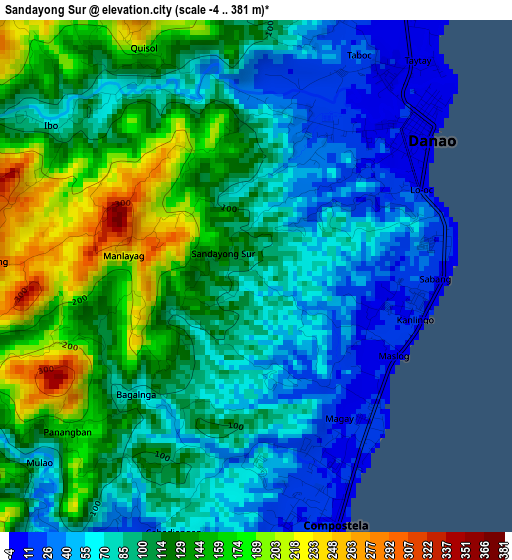 Sandayong Sur elevation map