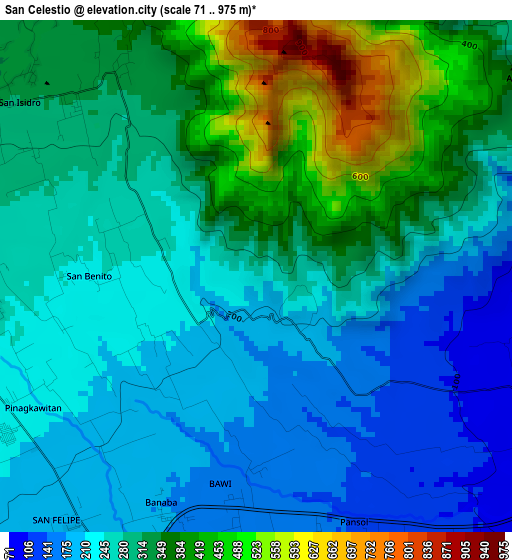 San Celestio elevation map