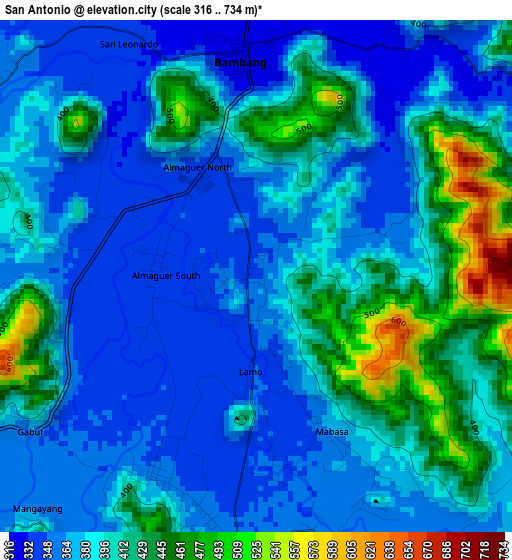 San Antonio elevation map