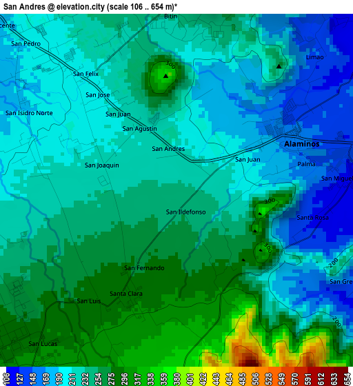 San Andres elevation map