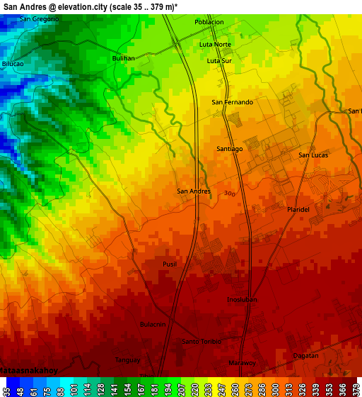 San Andres elevation map