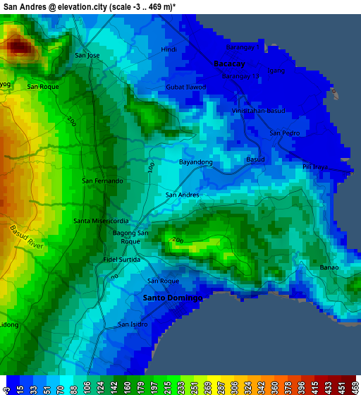 San Andres elevation map