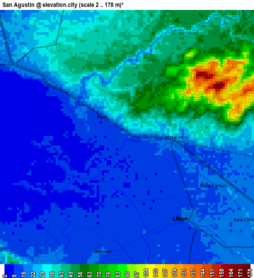 San Agustin elevation map