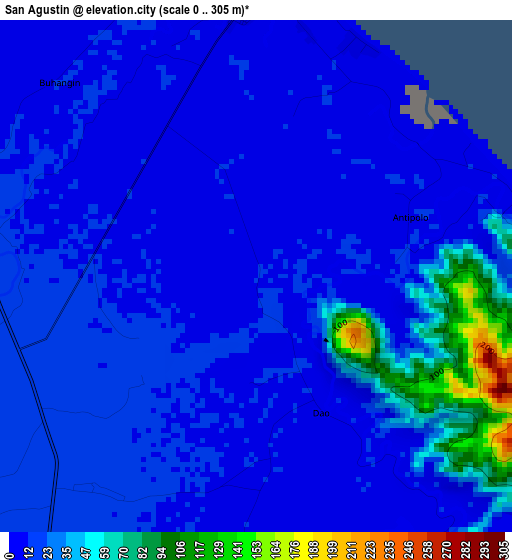 San Agustin elevation map