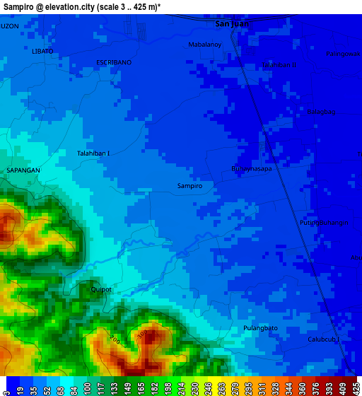 Sampiro elevation map