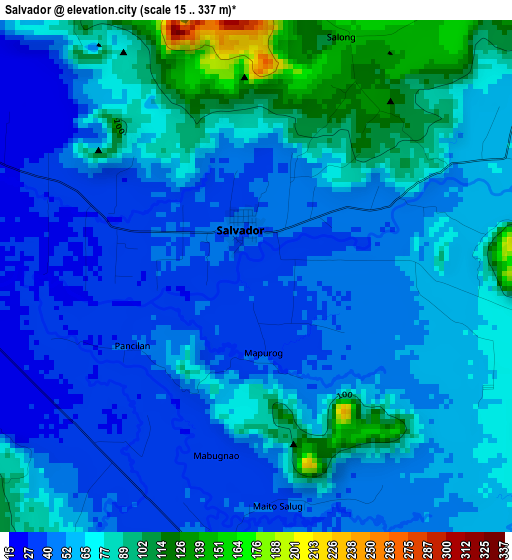 Salvador elevation map