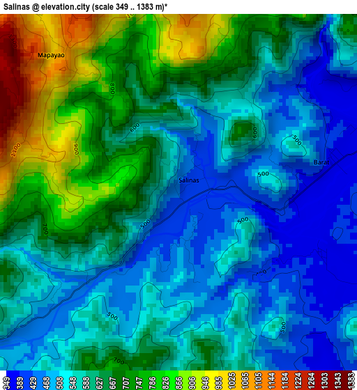 Salinas elevation map