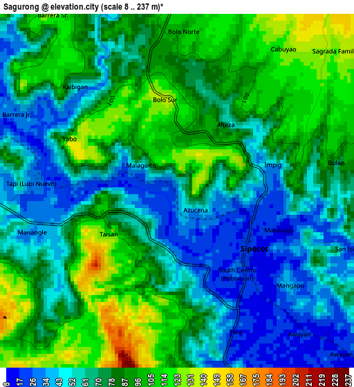 Sagurong elevation map