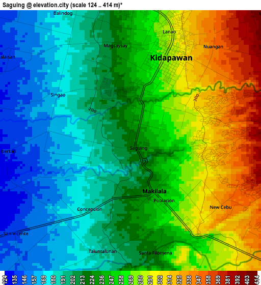 Saguing elevation map