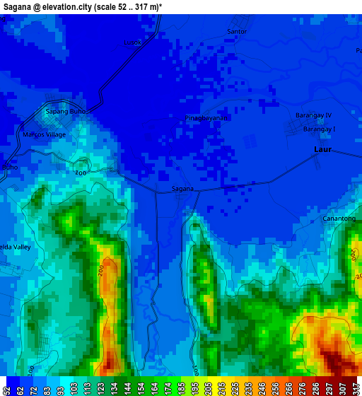 Sagana elevation map