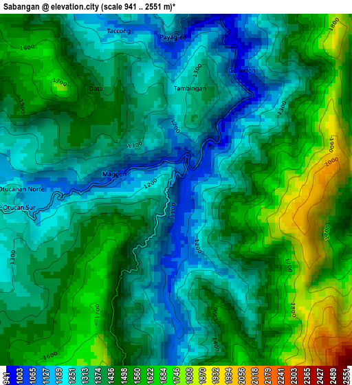 Sabangan elevation map