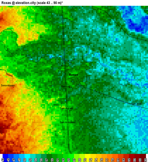 Roxas elevation map