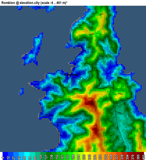 Romblon elevation map