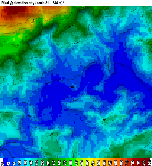 Rizal elevation map