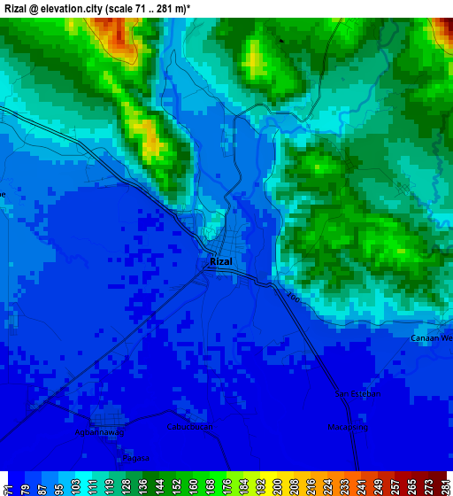 Rizal elevation map