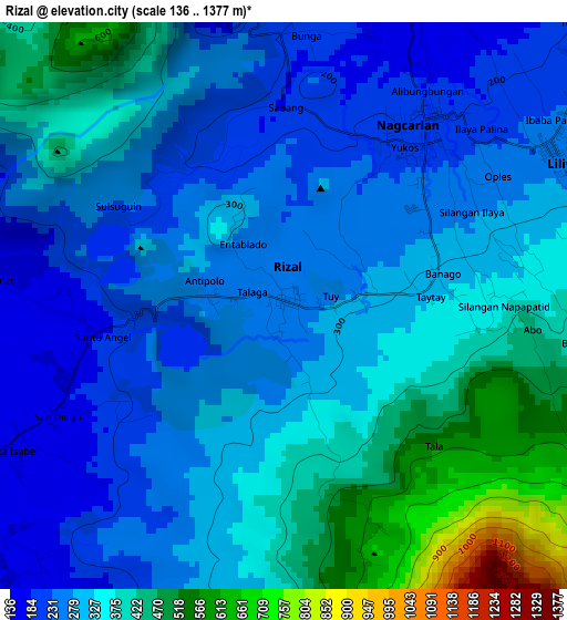 Rizal elevation map