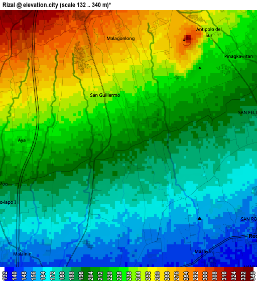 Rizal elevation map