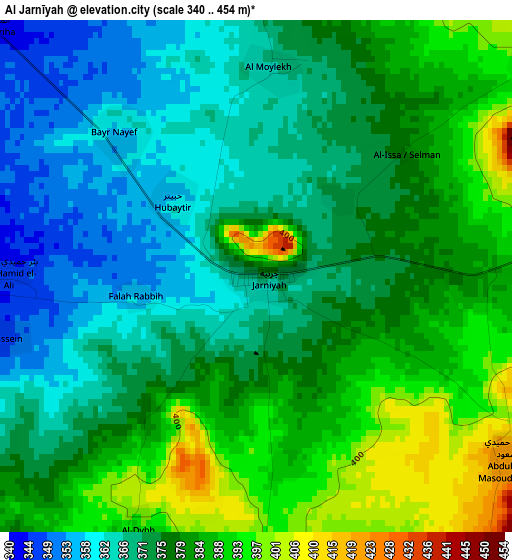 Al Jarnīyah elevation map