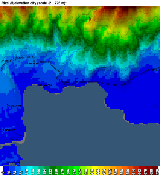 Rizal elevation map