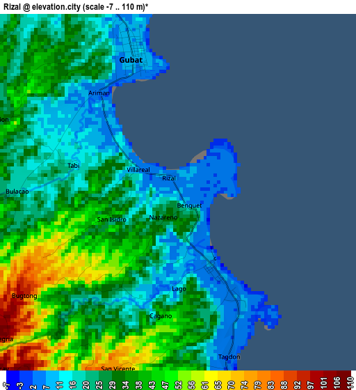 Rizal elevation map