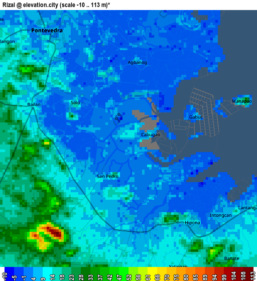 Rizal elevation map