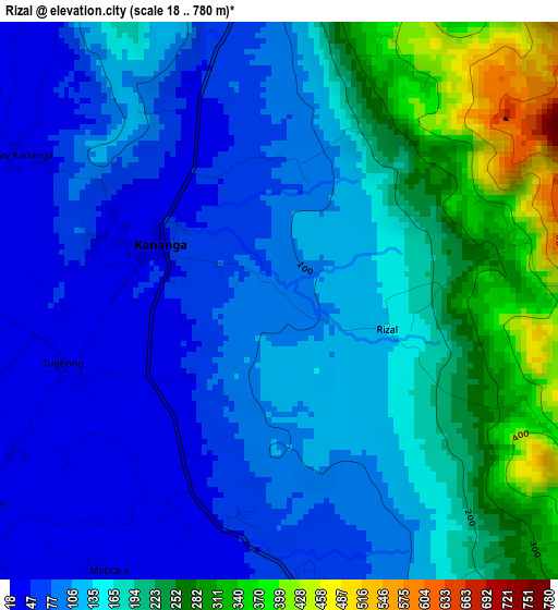 Rizal elevation map