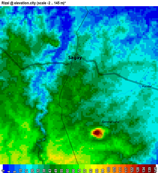 Rizal elevation map