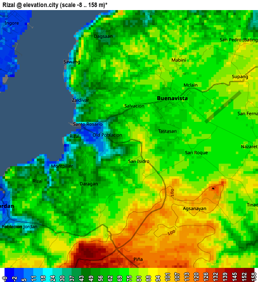 Rizal elevation map