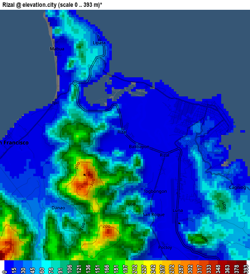 Rizal elevation map