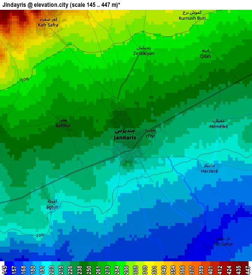 Jindayris elevation map