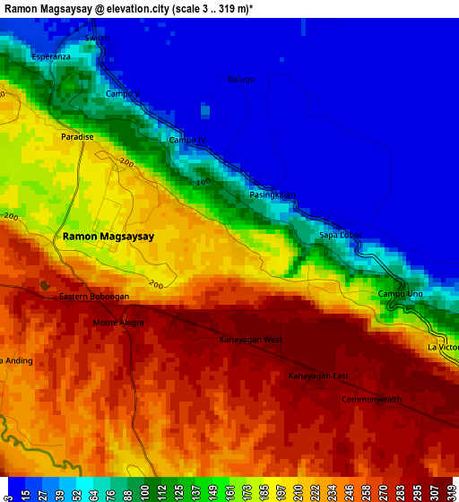 Ramon Magsaysay elevation map