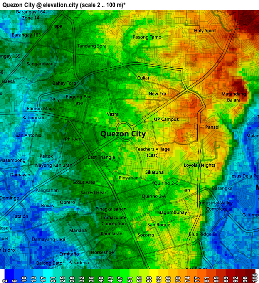 Quezon City elevation map