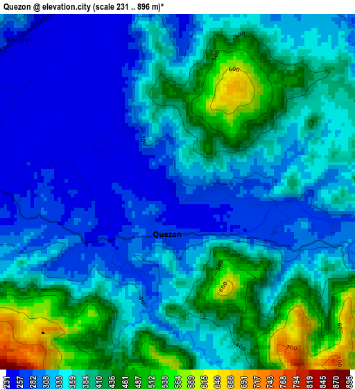 Quezon elevation map