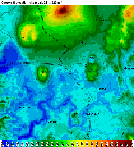 Quezon elevation map