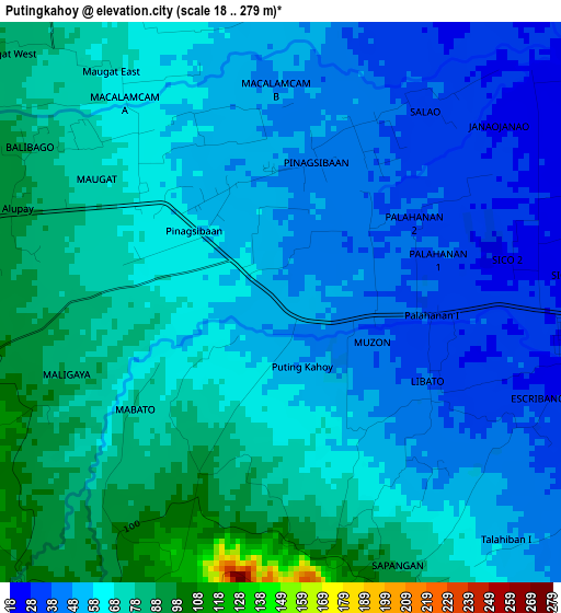 Putingkahoy elevation map