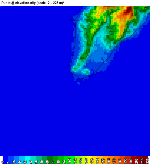 Punta elevation map