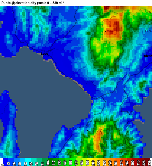 Punta elevation map