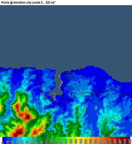 Punta elevation map