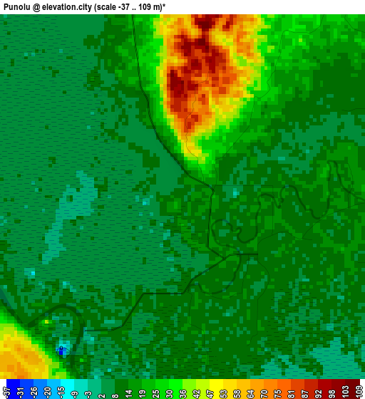 Punolu elevation map