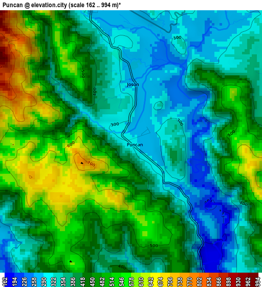 Puncan elevation map