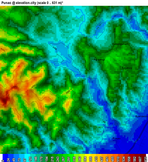 Punao elevation map