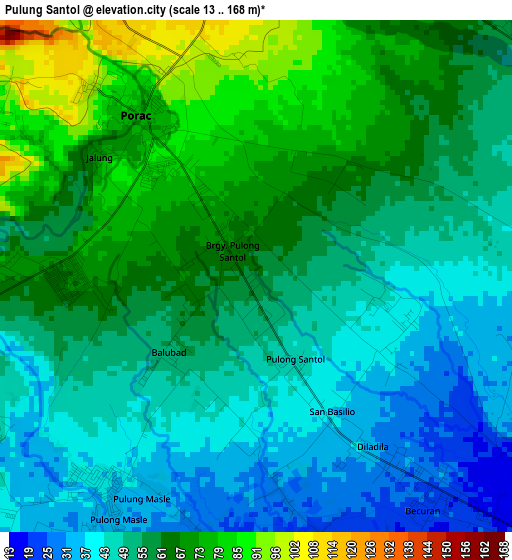 Pulung Santol elevation map