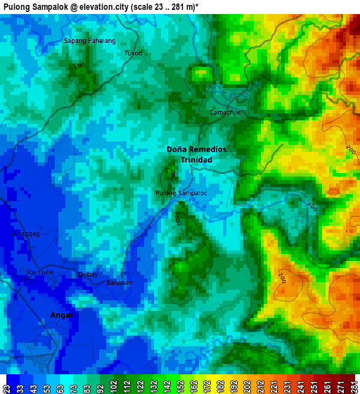 Pulong Sampalok elevation map