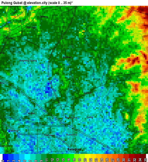 Pulong Gubat elevation map