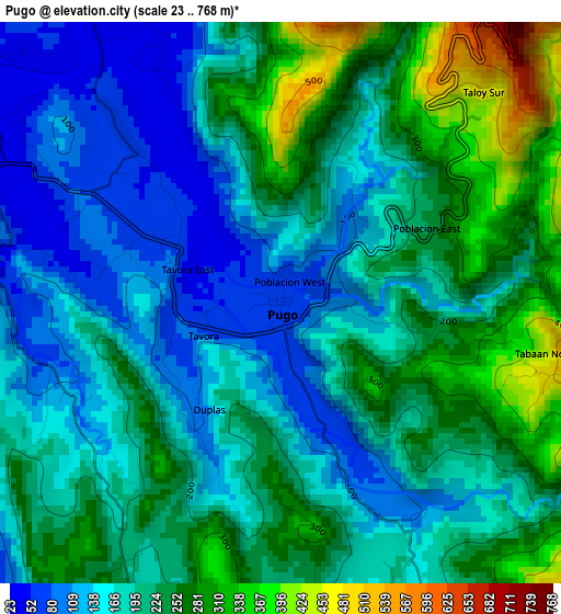 Pugo elevation map