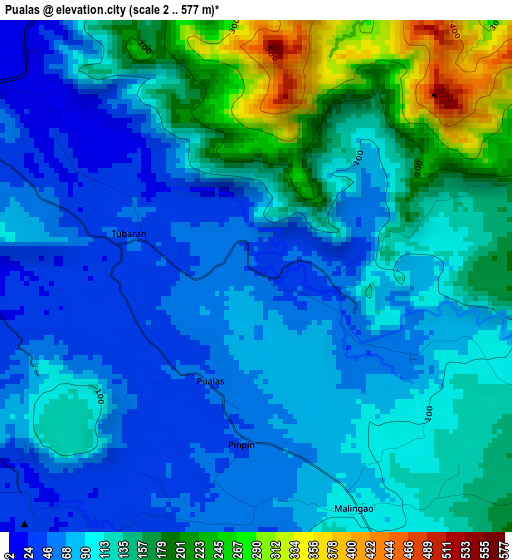 Pualas elevation map