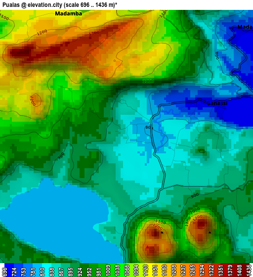 Pualas elevation map