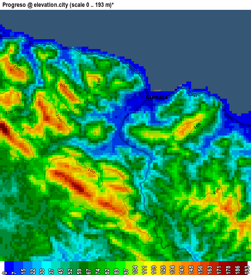 Progreso elevation map