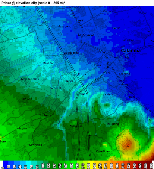 Prinza elevation map